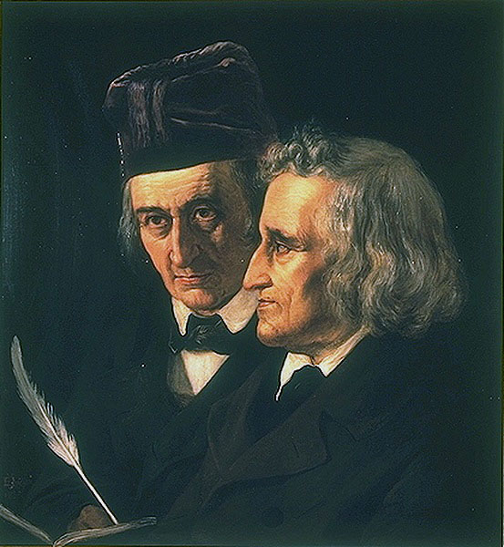 Wilhelm Grimm (k.) ir Jacob Grimm. Elisabeth Maria Anna Jerichau-Baumann, 1855 m.